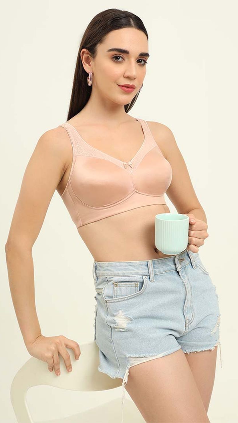 Amante Lace Trim Padded Non-Wired Full Coverage Bra