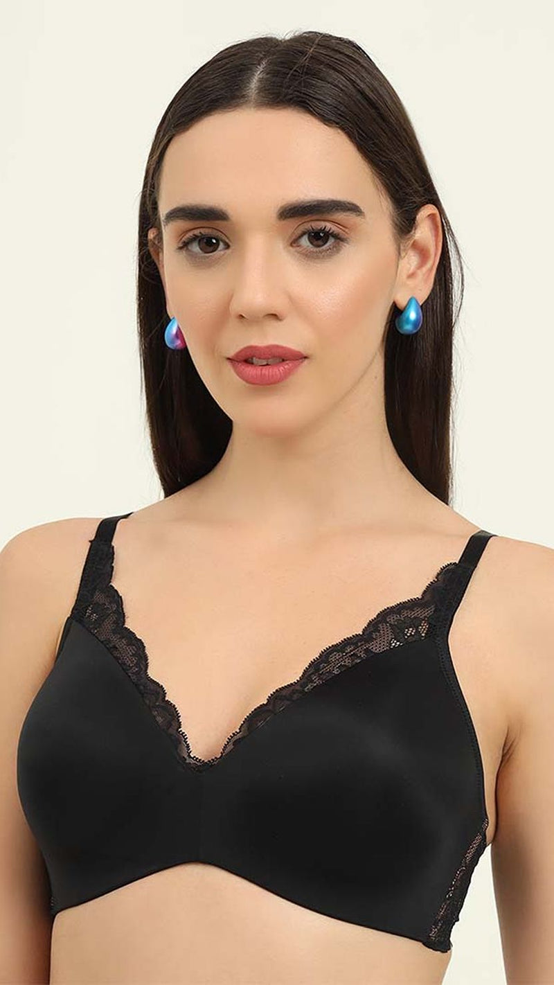 Triumph Black Floral Lace Seamless Padded T-Shirt Bra