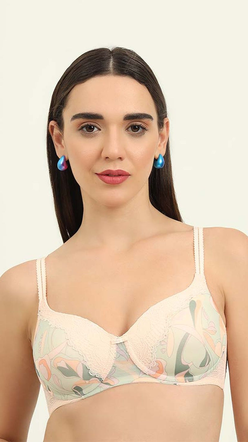 Triumph Peach Printed Mesh Bra