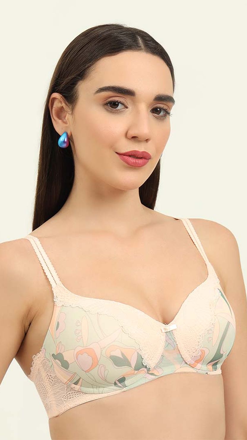 Triumph Peach Printed Mesh Bra
