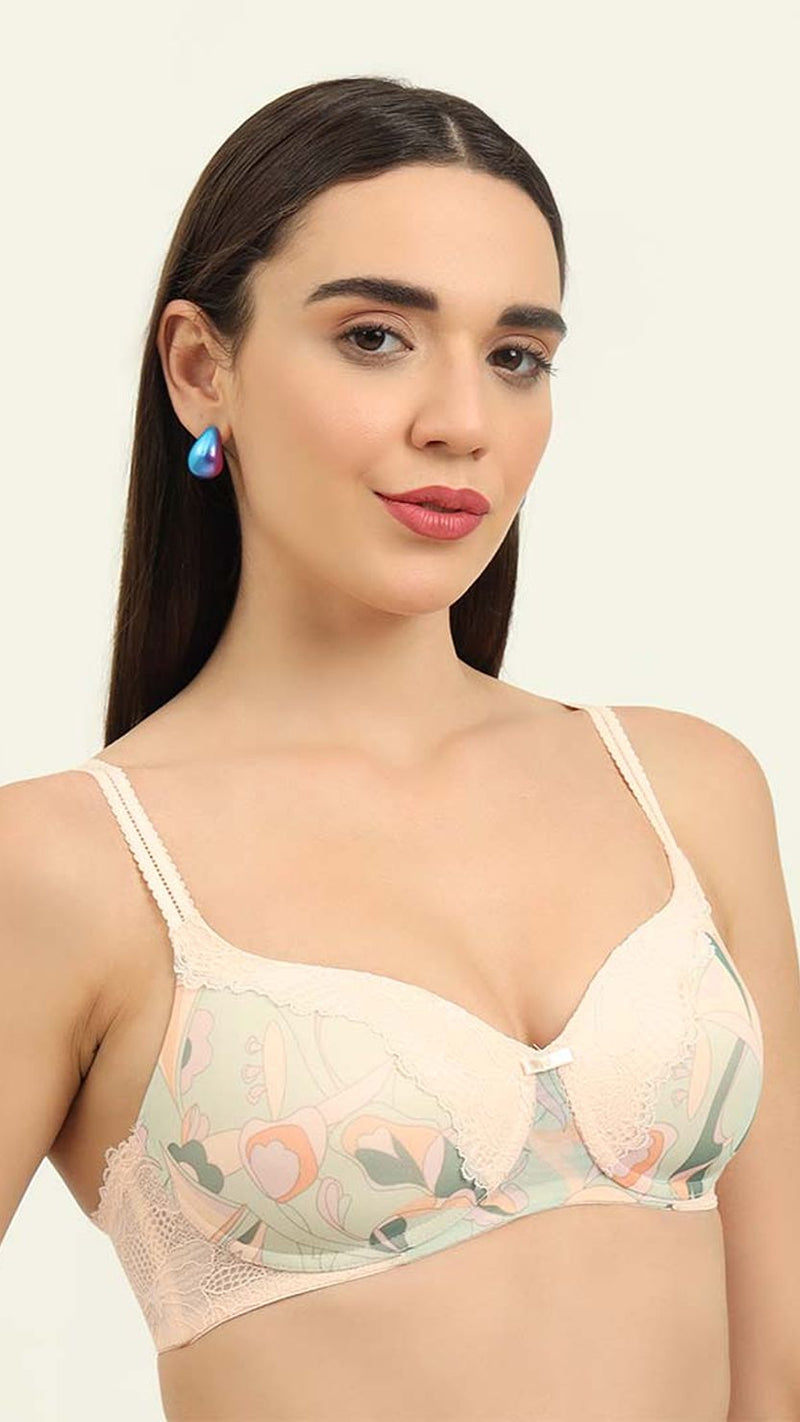Triumph Peach Printed Mesh Bra
