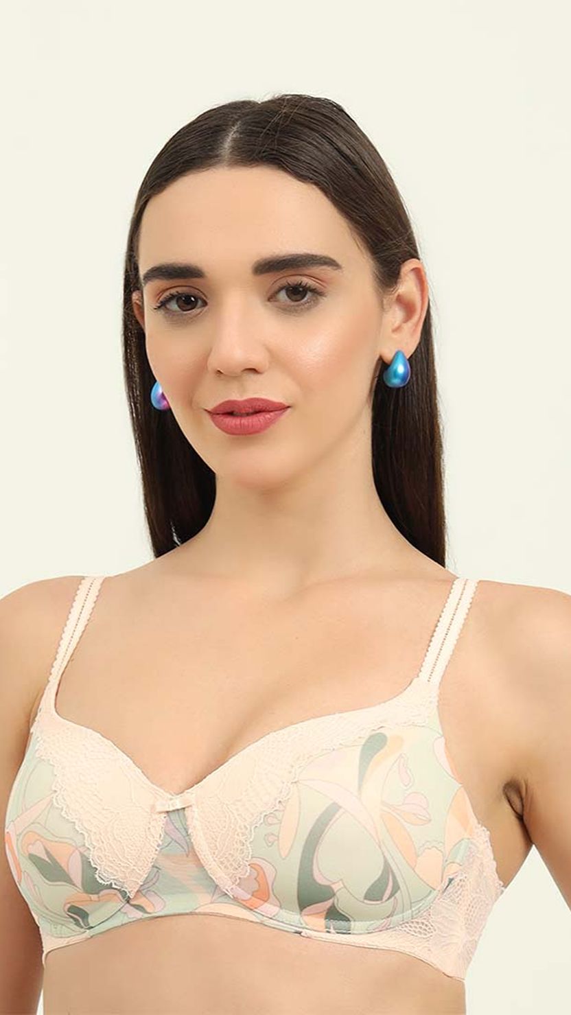 Triumph Peach Printed Mesh Bra