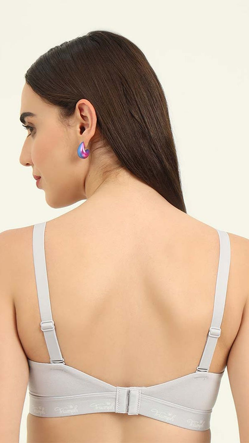 Triumph Blue Cotton Wire Free Casual Padded T-Shirt Bra
