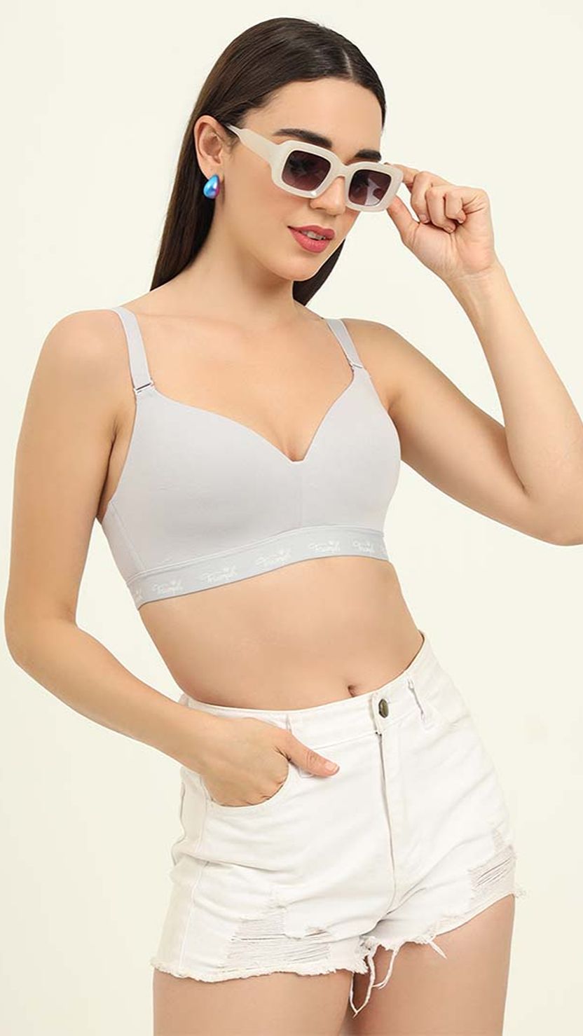 Triumph Blue Cotton Wire Free Casual Padded T-Shirt Bra