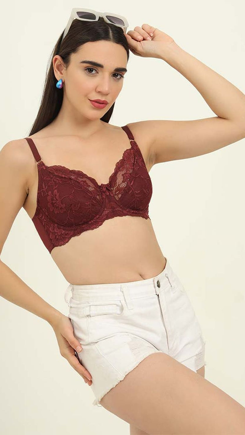 Amante Lace Mesh Wired Lace Bra