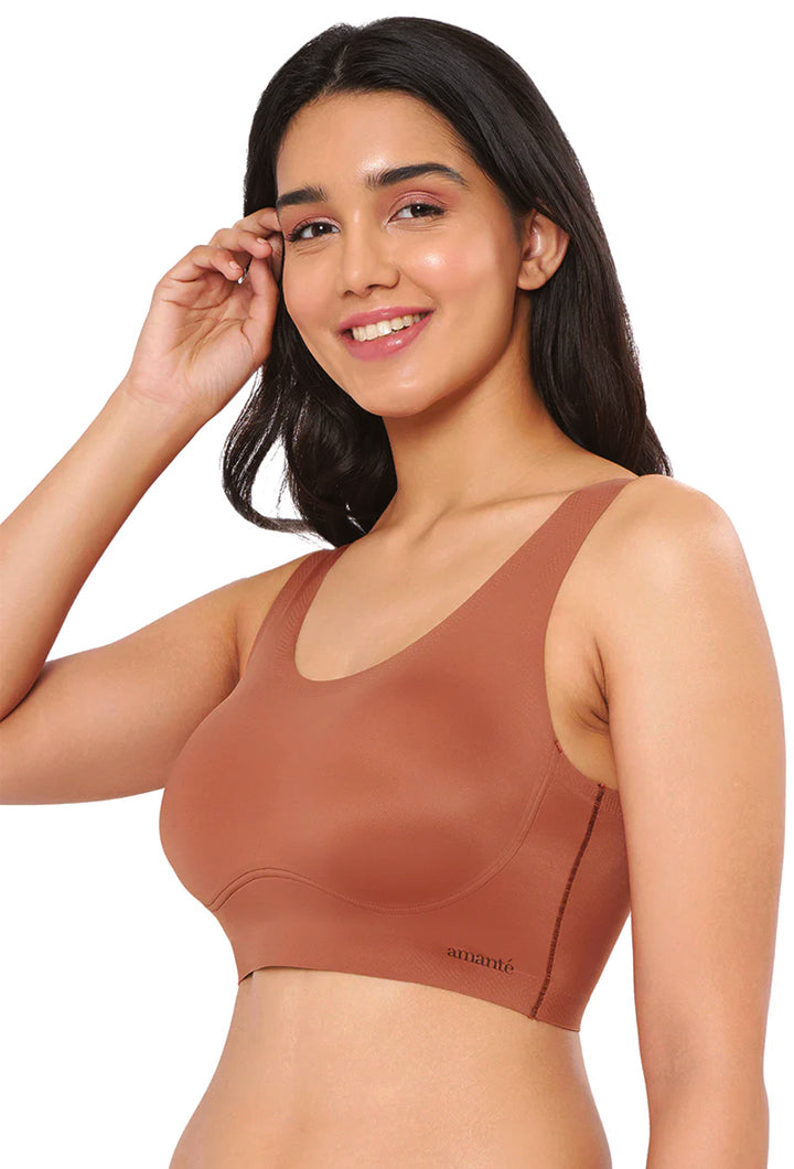 Caramel Nude AMANTE BRA-BRA83301 Skins Solid Non Padded Non-Wired Scoop Neck Cami Bra