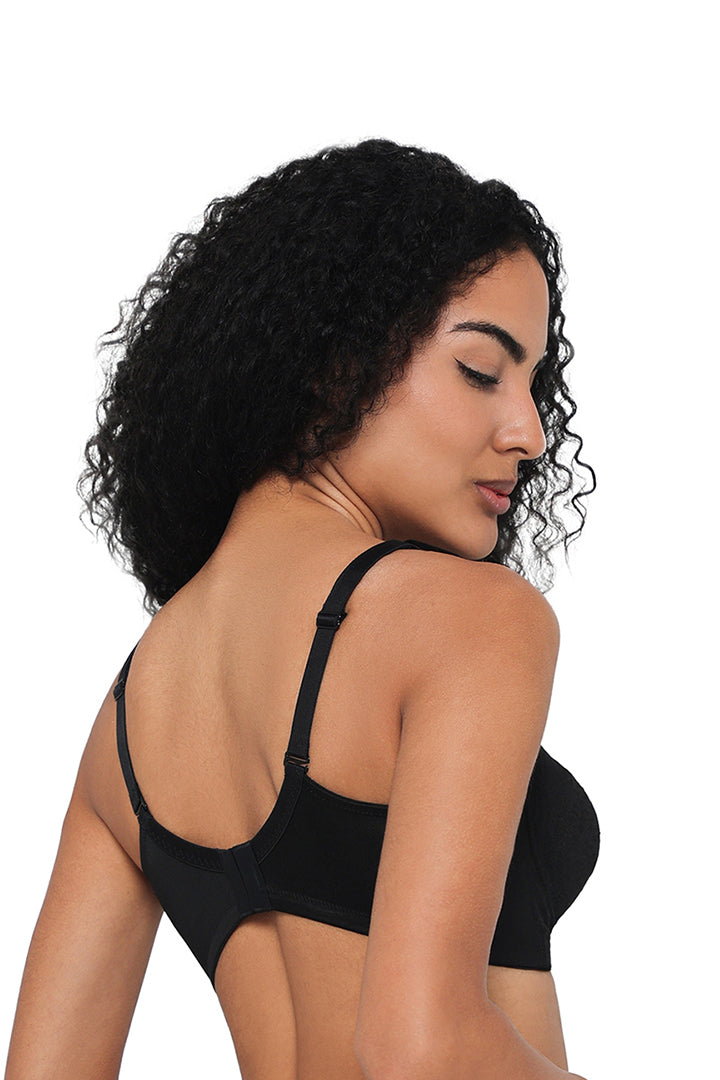 WACOAL BRA BI07A01 BL Curvy Confidence Non-Padded Non-Wired Full Cup Plus Size Minimizer Bra - Black