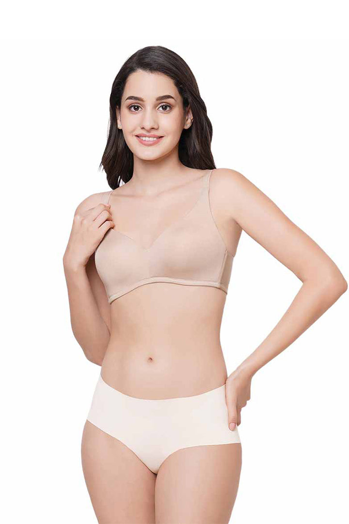 WACOAL BRA WB75250IN BE Basic Mold Padded Non Wired Full Coverage Everyday T-Shirt Bra - Beige