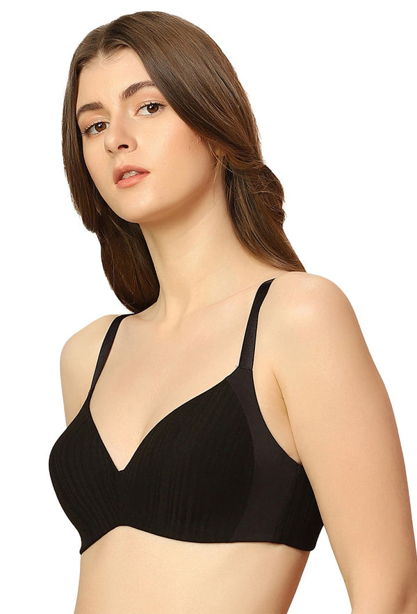 TRIUMPH BRA-110I720 Lightly Padded Full Coverage T-shirt Bra With All Day Comfort -BLACK