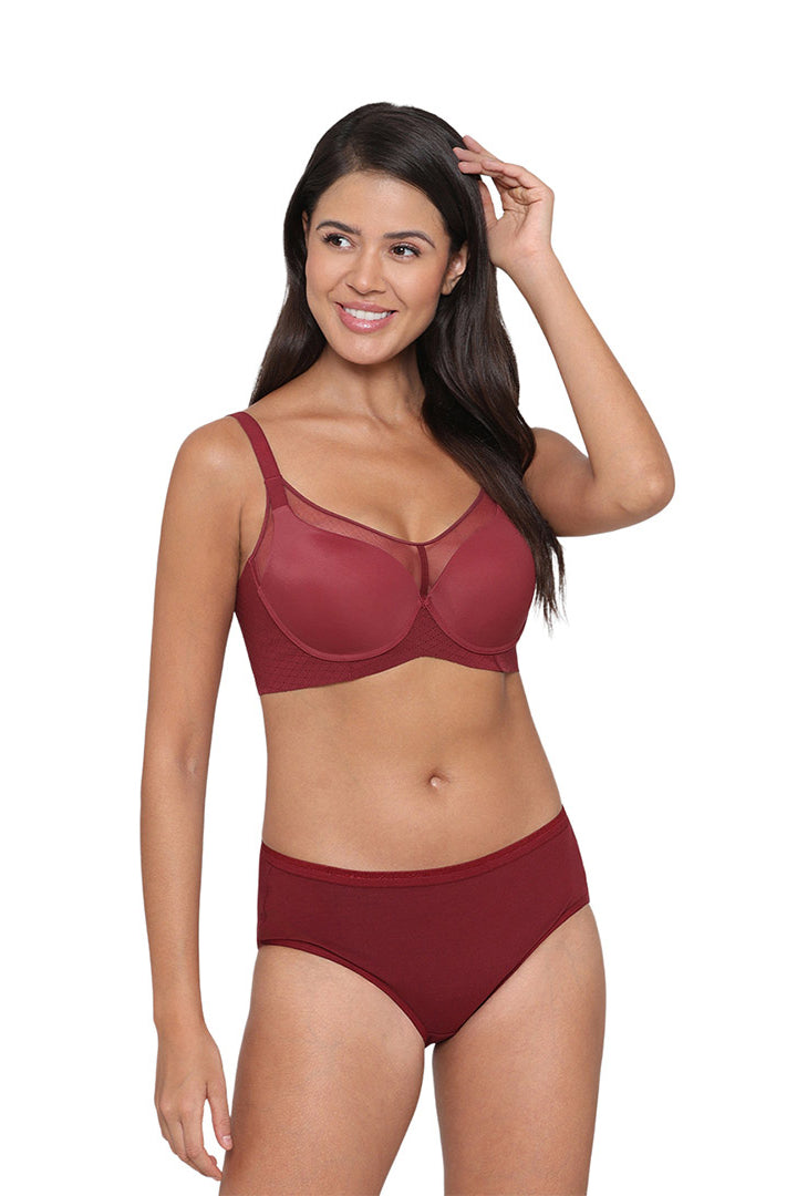 WACOAL BRA IB5448 RE Franca Padded Non-wired Full Cup Everyday Wear Full coverage T-Shirt Bra - Maroon