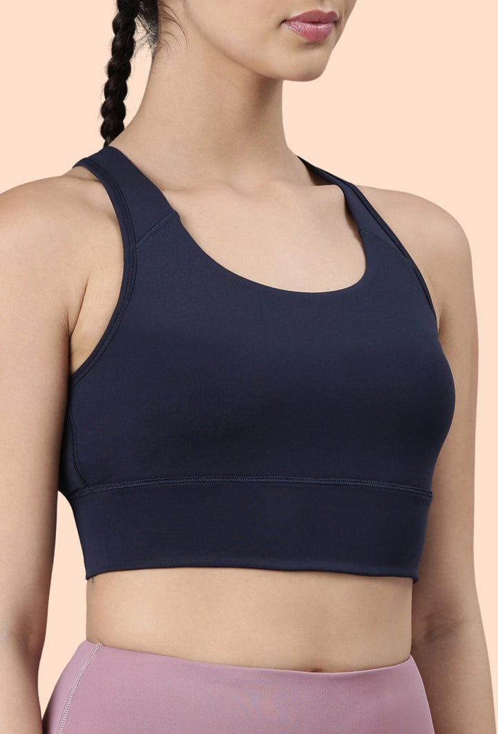 ENAMOR BRA-A202 Basic Workout Sports Bra Medium Impact Dry Fit Longline Basic