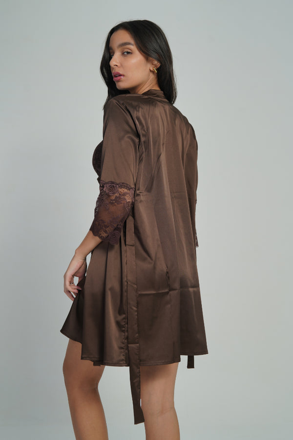 ANGELS Satin Lace Nightwear Set FASHION NW AG2222-COFFEE-F11S