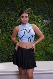 AXTZH Modern Curve Cut 2-Piece Swim Set X2357-BLUE-2PF