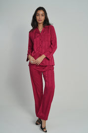 AXTZH 2-Piece Soft Nightwear Pajama Set NW X2215-SCARLET-WC2S