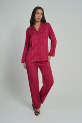 AXTZH 2-Piece Soft Nightwear Pajama Set NW X2215-SCARLET-WC2S