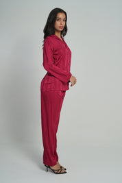 AXTZH 2-Piece Soft Nightwear Pajama Set NW X2215-SCARLET-WC2S