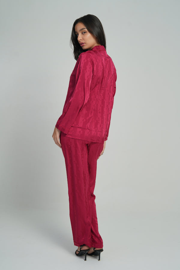 AXTZH 2-Piece Soft Nightwear Pajama Set NW X2215-SCARLET-WC2S