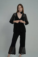 AXTZH Moonlit Charm Nightwear X0269-BLACK-NSL3PMO