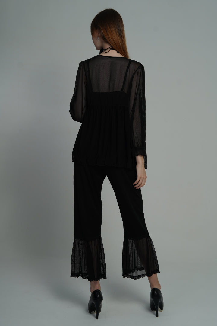 AXTZH Moonlit Charm Nightwear X0269-BLACK-NSL3PMO