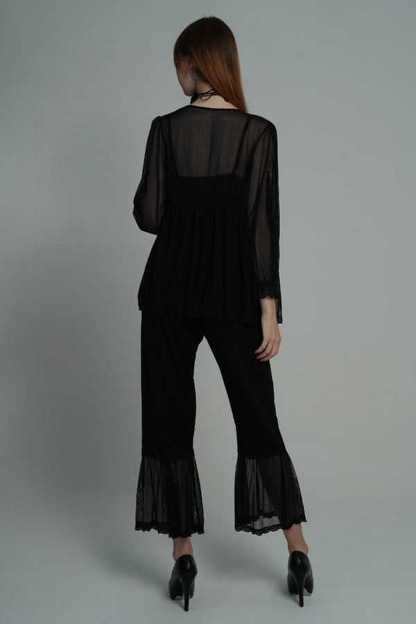 AXTZH Moonlit Charm Nightwear X0269-BLACK-NSL3PMO