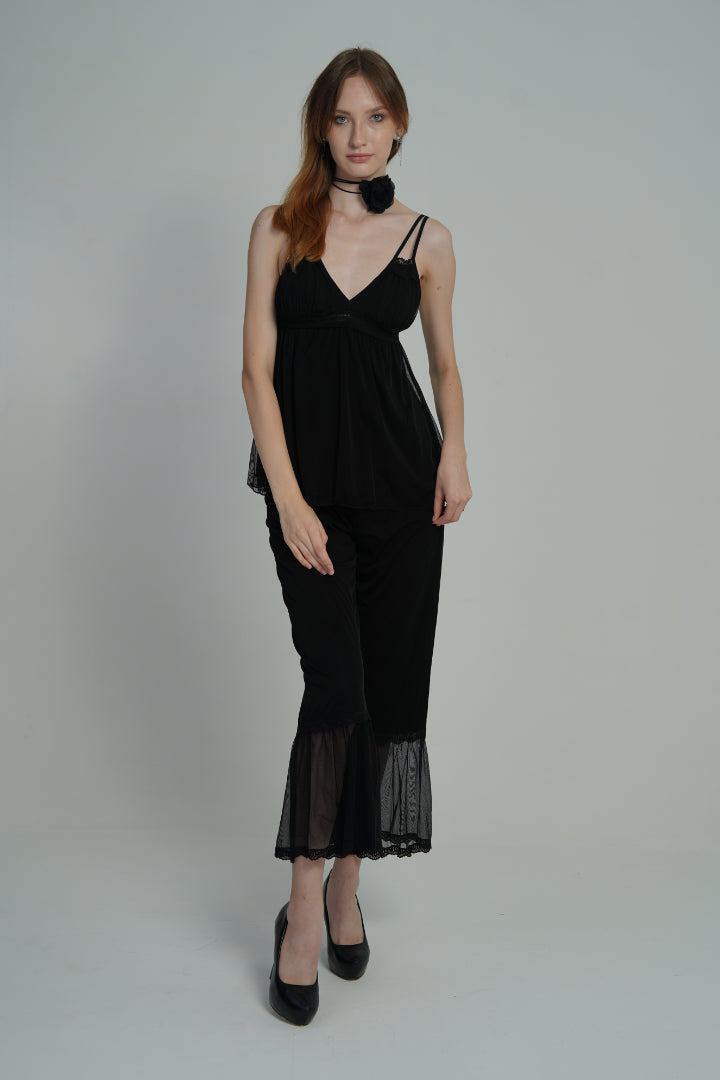 AXTZH Moonlit Charm Nightwear X0269-BLACK-NSL3PMO