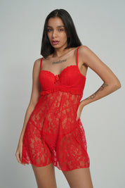 AXTZH Lacy Dreamy Nightwear Set NW X0825-RED-F11N