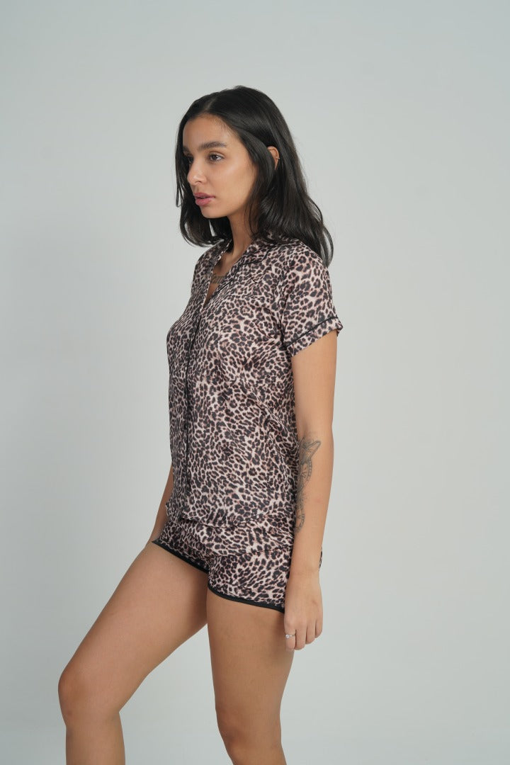 ANGELS FASHION Leopard Print Nightwear Shorts Set NW AG0630-LEOPR-A2S
