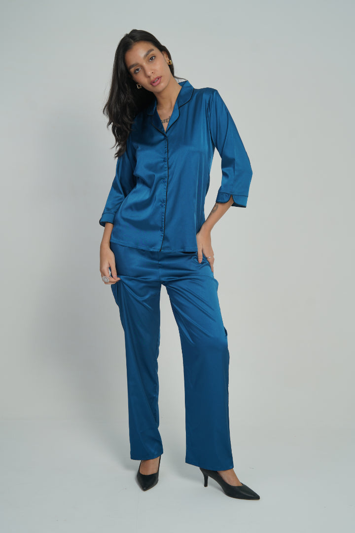 ANGELS Satin Nightwear Set FASGHION NW AG1118-TEAL-C2S