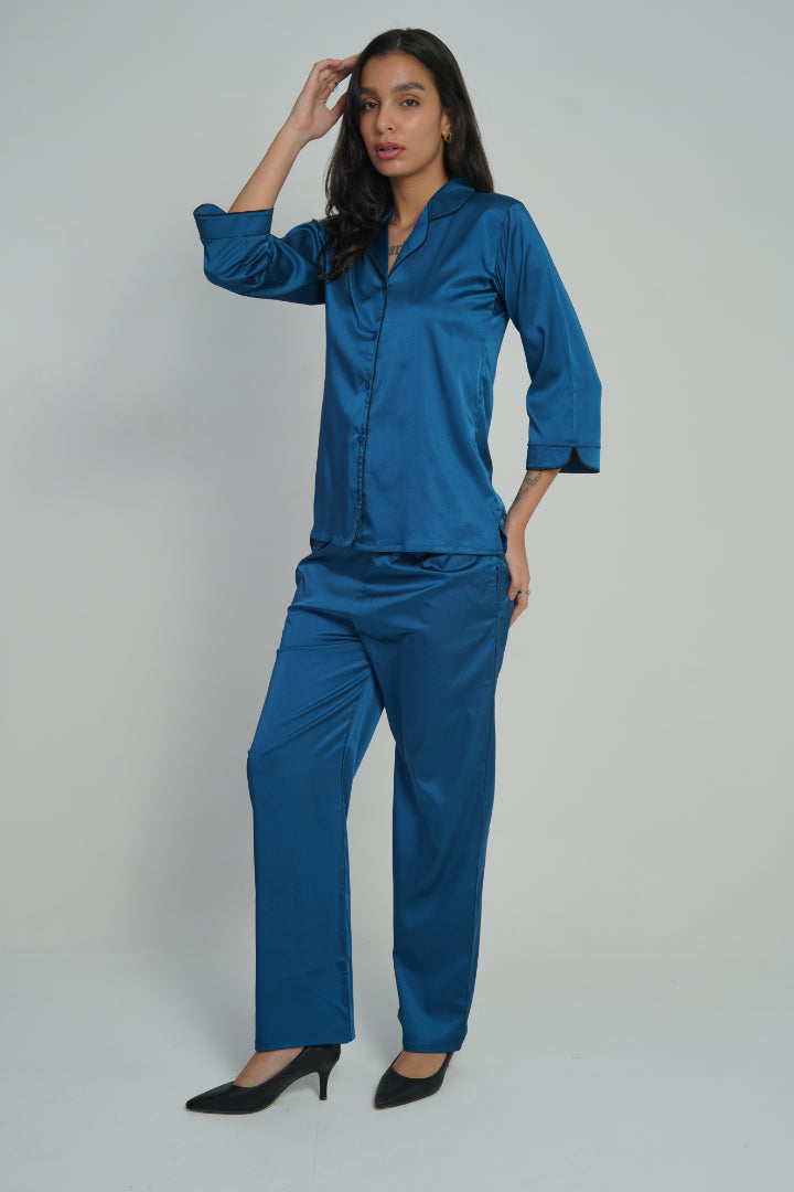 ANGELS Satin Nightwear Set FASGHION NW AG1118-TEAL-C2S