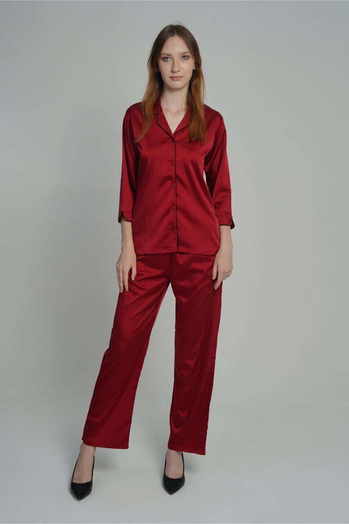 ANGELS Satin Nightwear Set FASHION NW AG1118-SCARLET-C2S