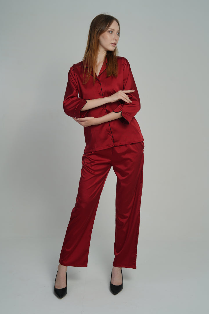 ANGELS Satin Nightwear Set FASHION NW AG1118-SCARLET-C2S