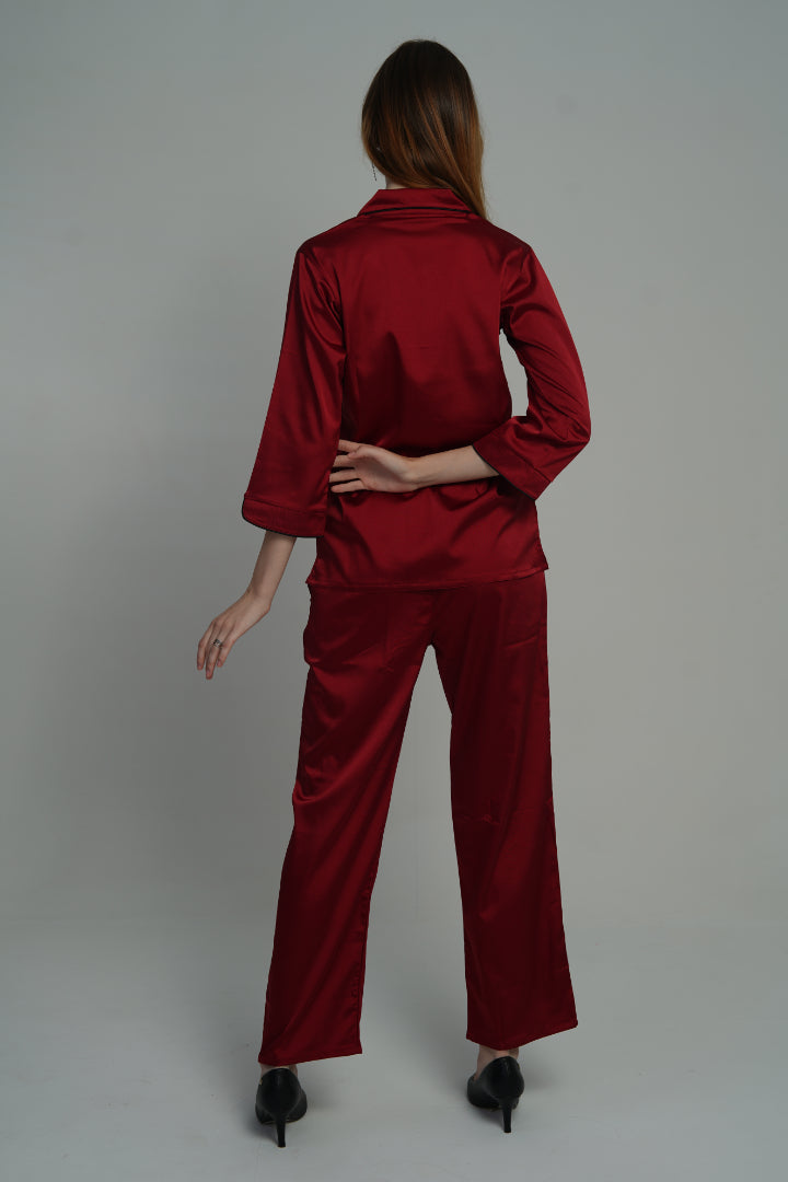 ANGELS Satin Nightwear Set FASHION NW AG1118-SCARLET-C2S