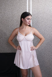 AXTZH Women’s Luxury Nightwear Set with Adjustable Robe and Soft Satin Inner Dress X0931-BLUSH-F11S