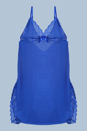 AXTZH Elegant 2-Piece Nightwear Featuring Lace Overlay and Soft Fit X3062-RBLUE-F1L