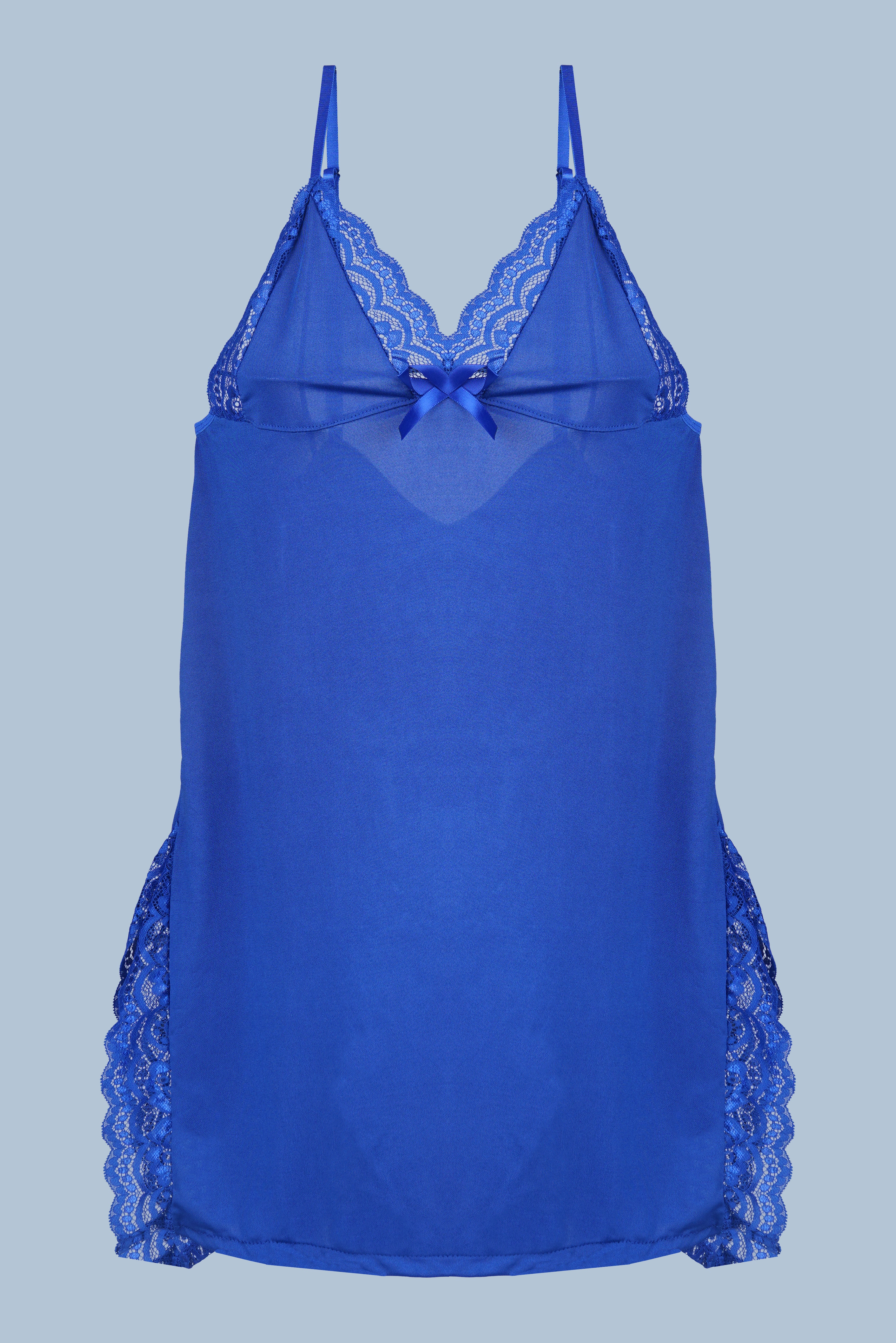 AXTZH Elegant 2-Piece Nightwear Featuring Lace Overlay and Soft Fit X3062-RBLUE-F1L