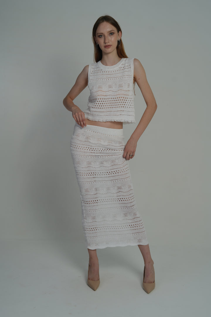 AXTZH 2-Piece Crochet BEACH WEAR X2435-WHITE-BW2PF