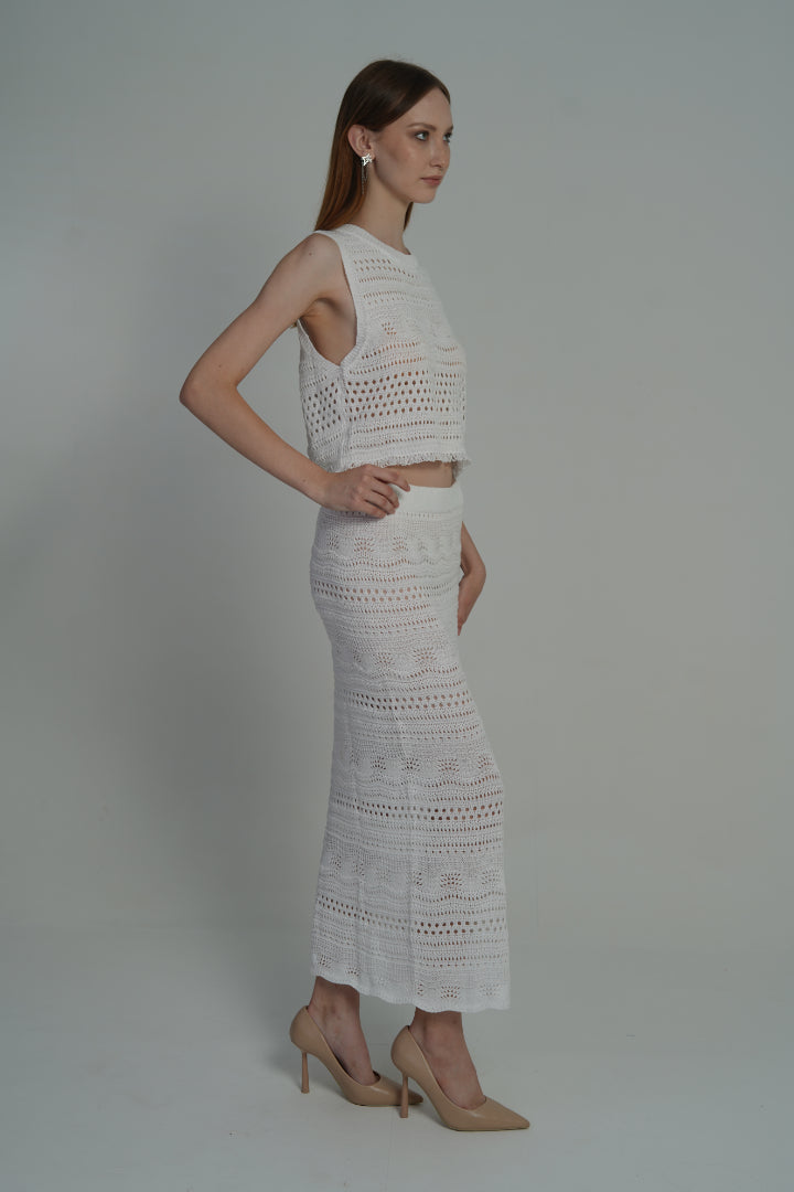 AXTZH 2-Piece Crochet BEACH WEAR X2435-WHITE-BW2PF