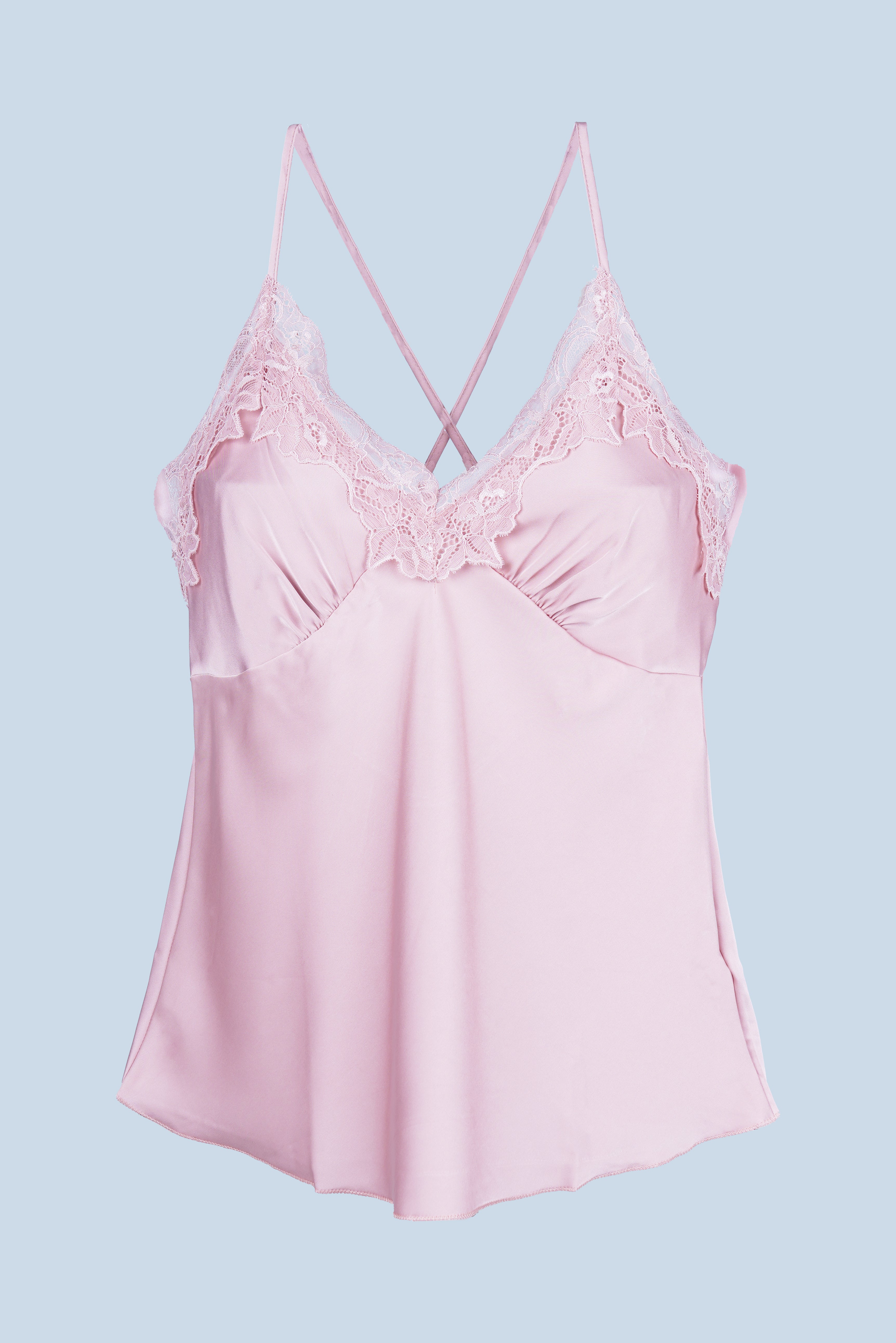 AXTZH Chic 2-Piece Nightwear Set with Strappy Top and Sheer Shorts for Effortless Elegance X2377-ROSE-A4S