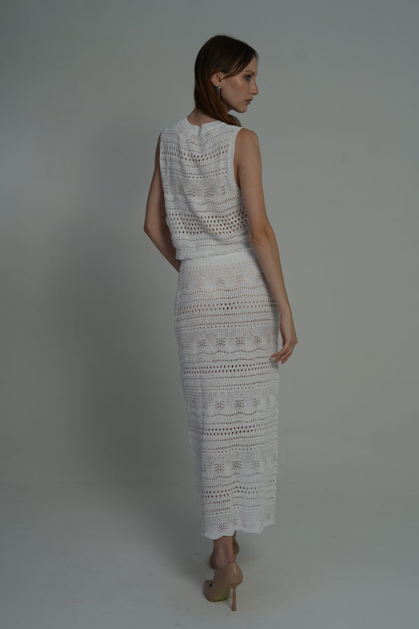 AXTZH 2-Piece Crochet BEACH WEAR X2435-WHITE-BW2PF