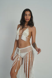 AXTZH Crochet Fringe 2-Piece BEACH WEAR X0381-IVORY-BW2PF