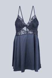AXTZH Chic and Elegant One-Piece Nightwear with Flowing Silhouette and Delicate Detailing for Women X3589-BLACK-SF1S