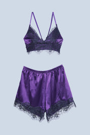 AXTZH nightwear Two-piece set includes camisole top and shorts X6166-MULBERRY-A8S