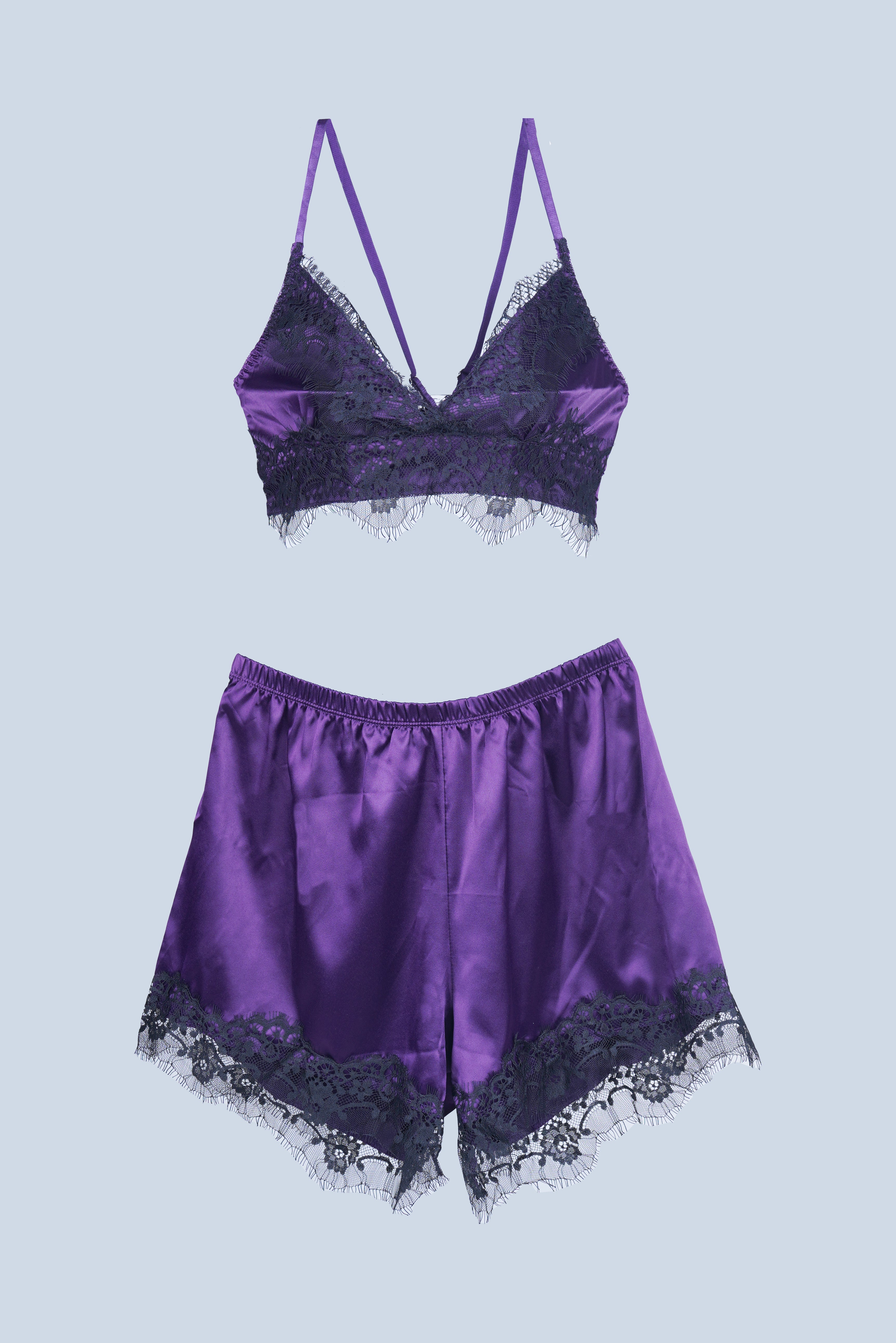 AXTZH nightwear Two-piece set includes camisole top and shorts X6166-MULBERRY-A8S