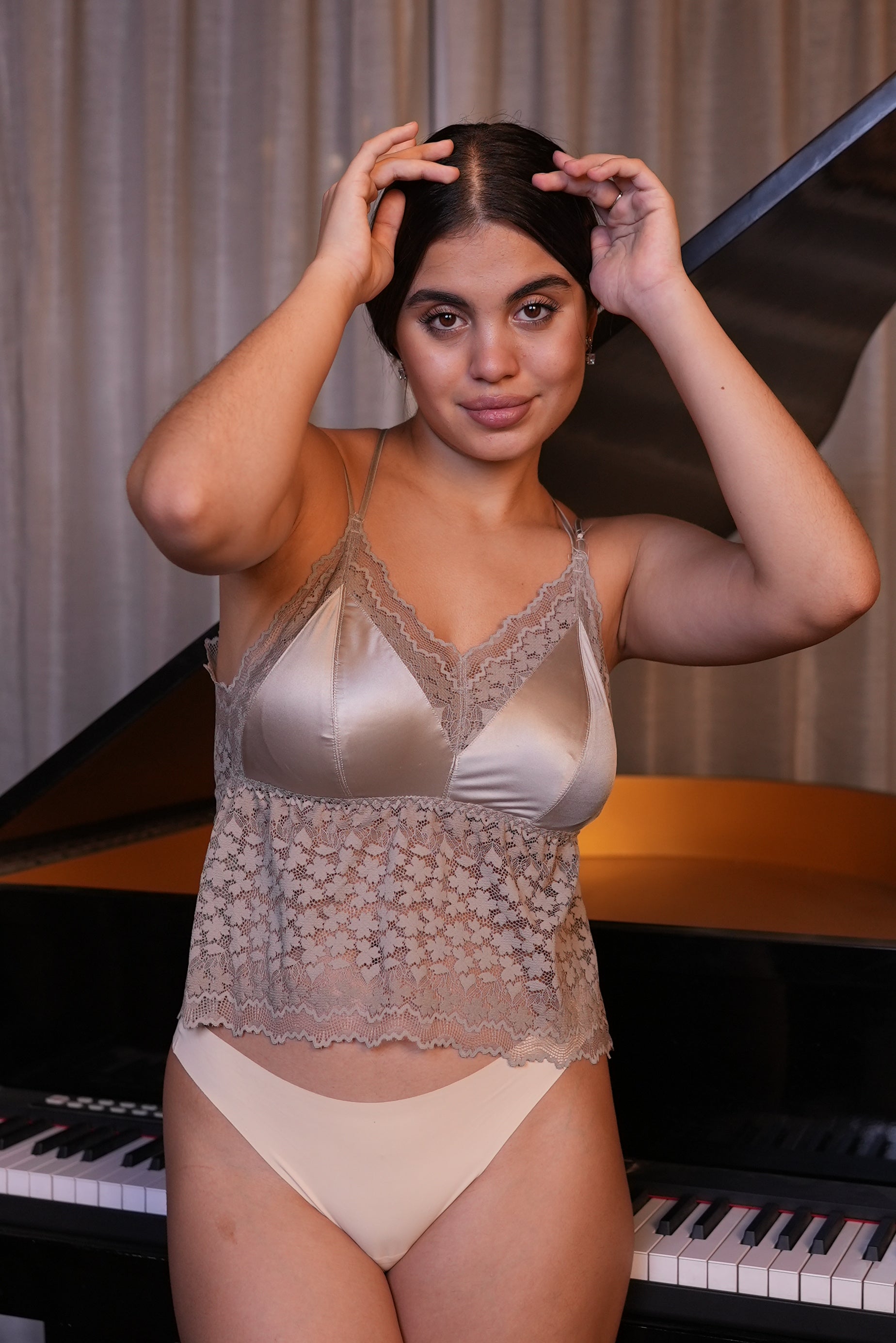 AXTZH Lace Bralette for Women Featuring Elegant Sheer Floral Overlay and Soft Support X3154-FF-CN124