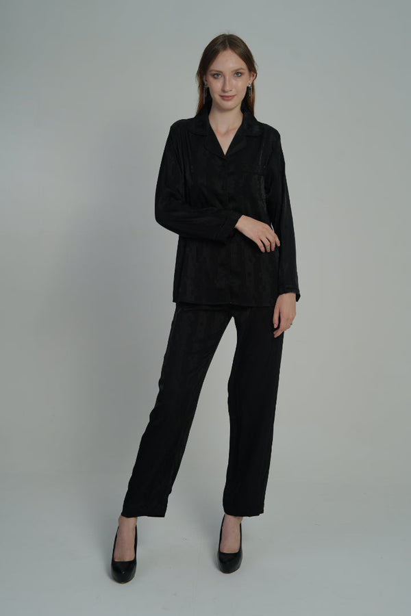 AXTZH 2-Piece Soft Nightwear Pajama Set NW X2215-BLACK-WC2S