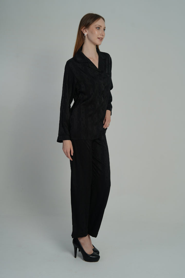 AXTZH 2-Piece Soft Nightwear Pajama Set NW X2215-BLACK-WC2S