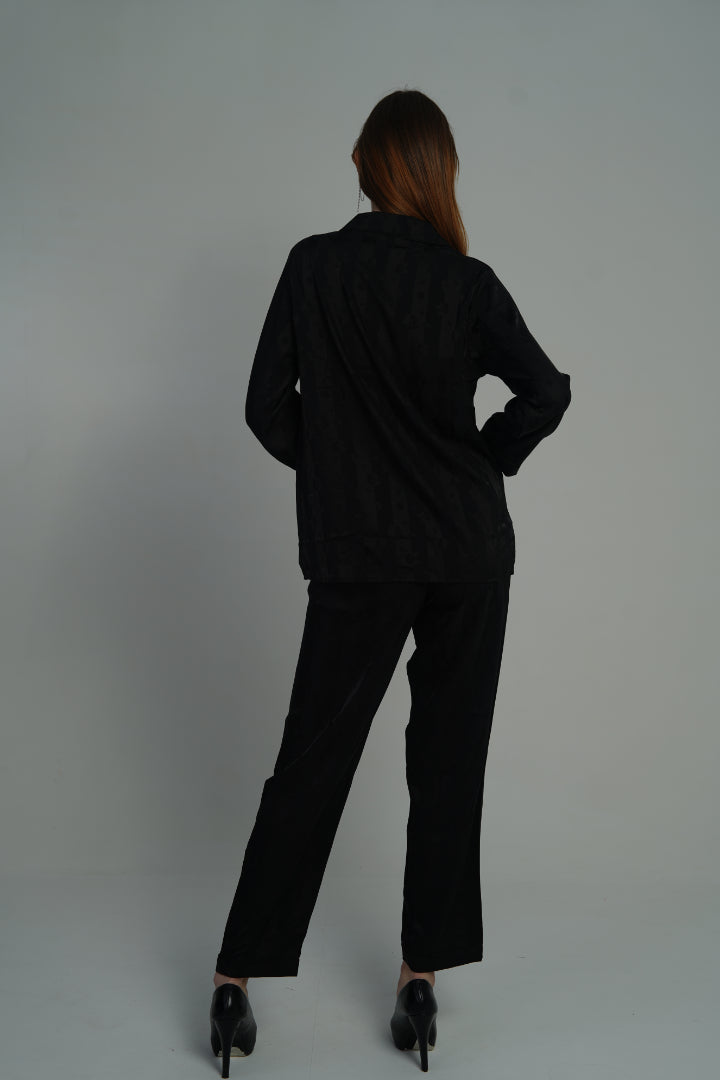 AXTZH 2-Piece Soft Nightwear Pajama Set NW X2215-BLACK-WC2S