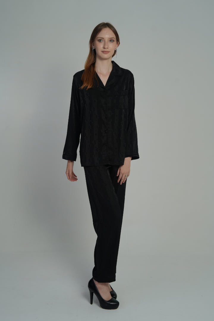 AXTZH 2-Piece Soft Nightwear Pajama Set NW X2215-BLACK-WC2S