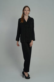 AXTZH 2-Piece Soft Nightwear Pajama Set NW X2215-BLACK-WC2S