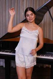 AXTZH Satin Ruffle Trim Nightwerar X8359-SBLUE-A4S